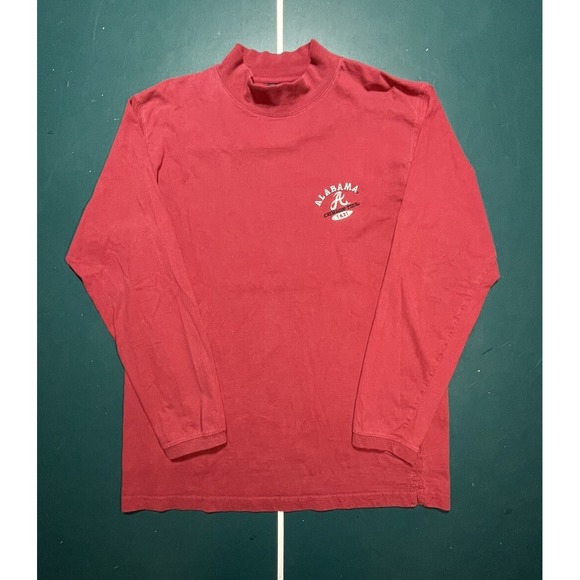 Vintage Alabama Crimson Tide Shirt Men L Red Tee Mock Turtle Neck Starter 90s - Picture 1 of 10